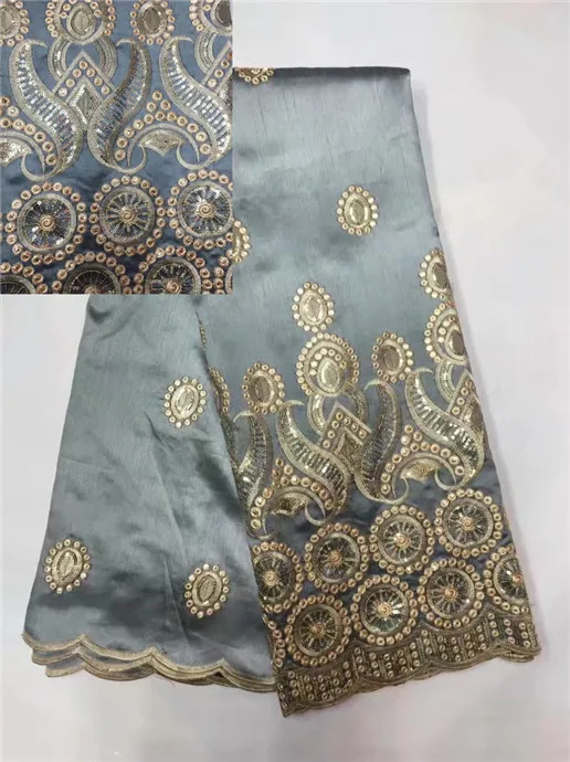 Белая африканская кружевная ткань 2017 с Черными Блестками/стандартная