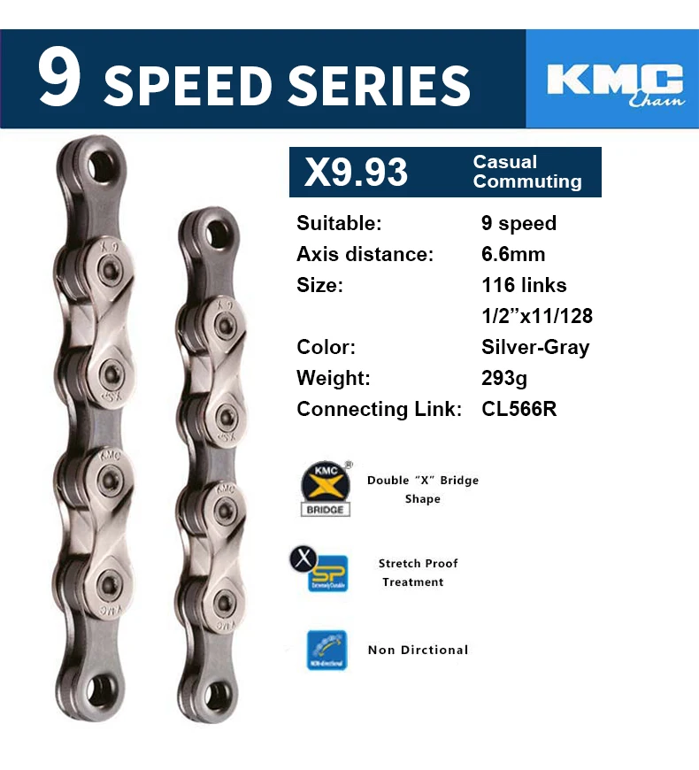 KMC MTB цепь для дорожного велосипеда X8 X9 X9sl X10 X10sl X11SL для детей 8, 9, 10, 11, S Скорость 116L серебряная с золотом цепь светильник гоночные велосипедные аксессуары