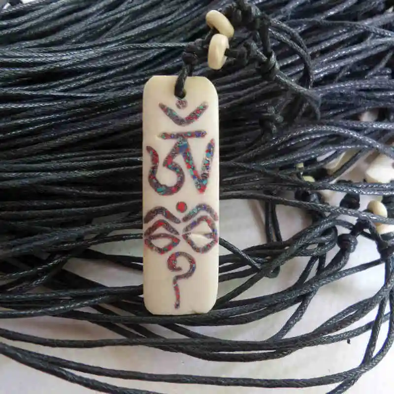 TNL238 кость тибетского яка ручная резьба OM Buddha Eye Подвеска Амулет ожерелье|pendant