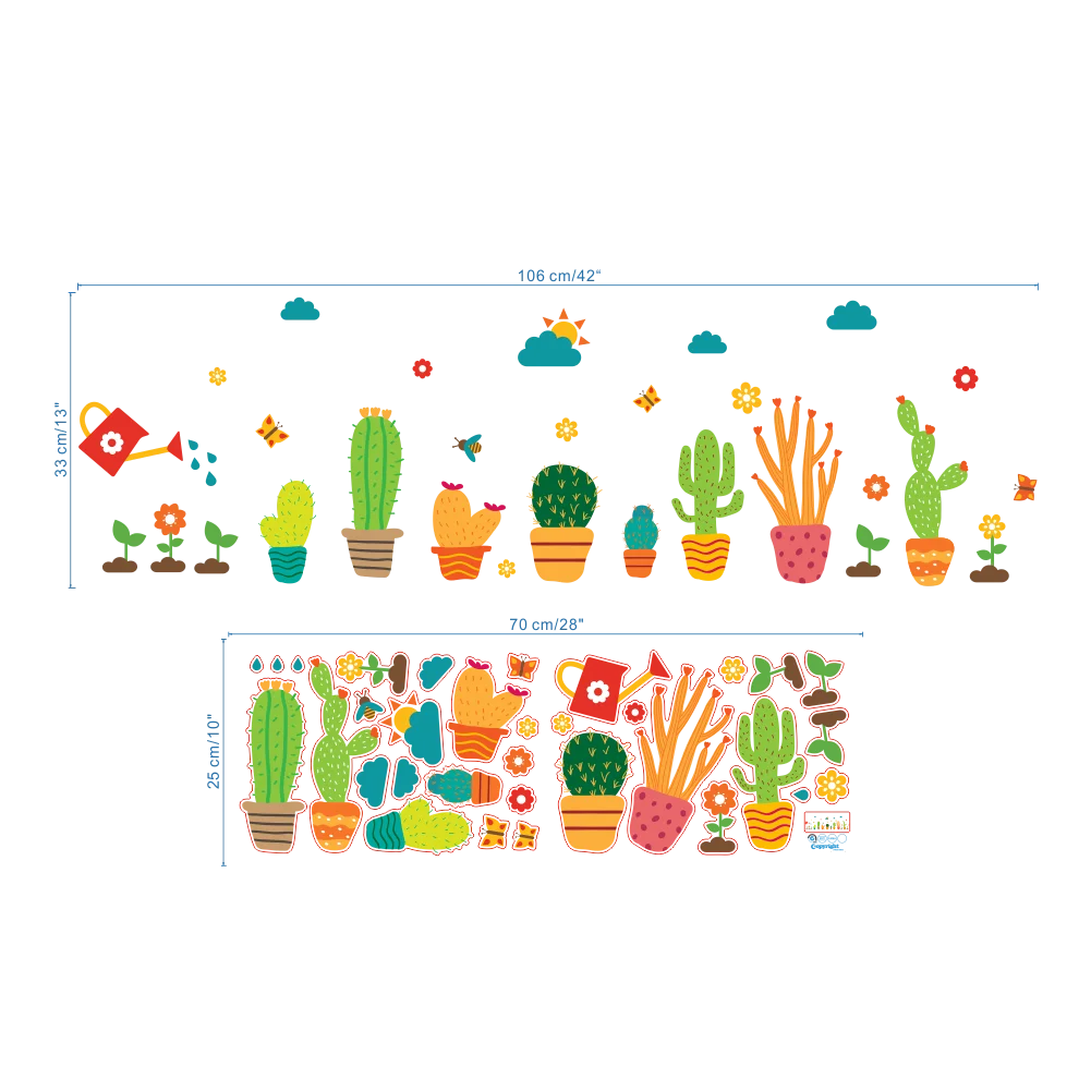 Садовые комнатные растения кактусы настенные наклейки домашний декор гостиная