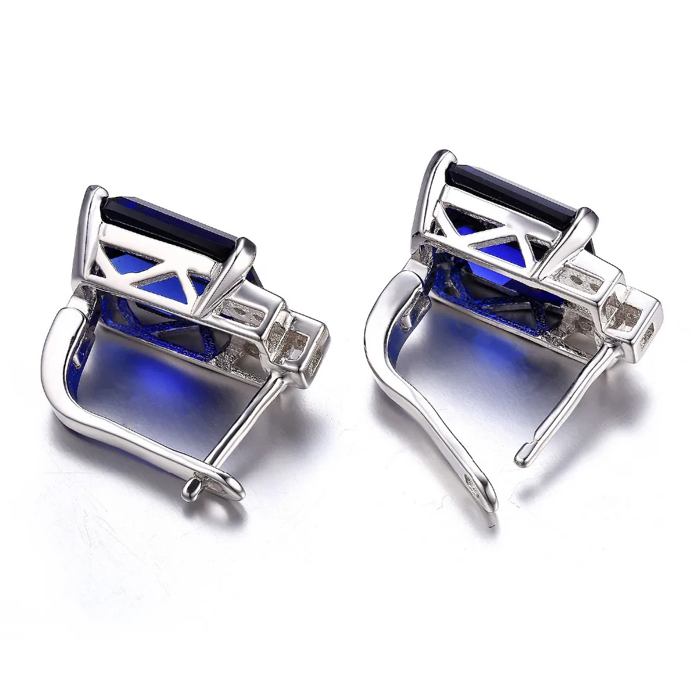 JewelryPalace 11ct Роскошь Океан Синий Сапфир Клип Серьги Стерлингового Серебра 925