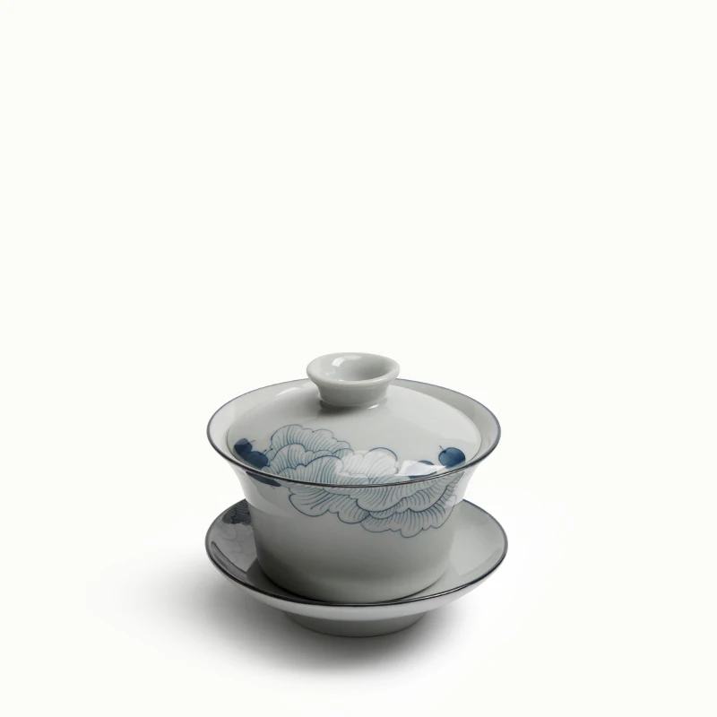 150 мл японский синий и белый Hibiscus Gaiwan чашка фарфоровый чайный горшок керамическая