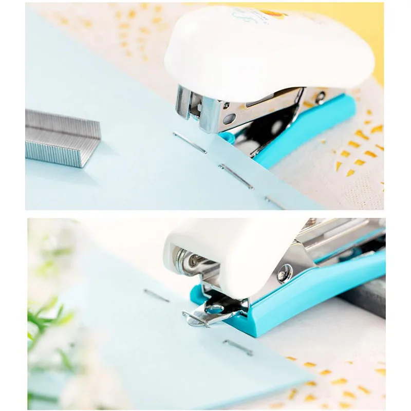 

12#Mini remover lovely Stapler Set Cartoon Office School Supplies Staionery Paper Clip Binding Binder Book Sewer