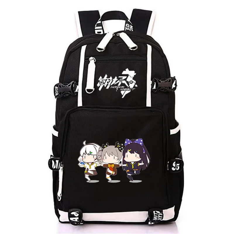 C Honkai Impact 3 игры печати рюкзак usb зарядка ноутбук рюкзак Оксфорд Путешествия Рюкзак Холст Школьные сумки подарок ручка сумки - Цвет: C