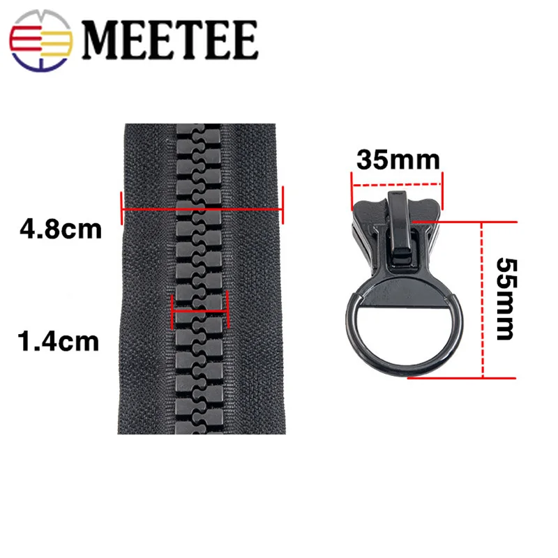 Meetee 20 # большие черные двойные слайдеры на молнии из смолы открытые для пуховой