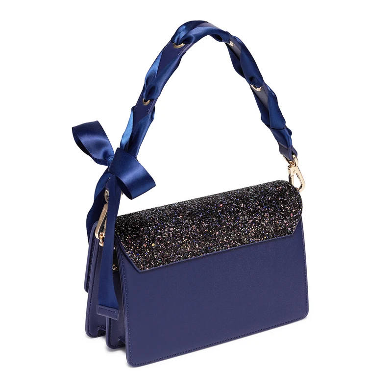 NUCELLE Brand Women's PU Leather Handbags Ladies Fashion Ribbons Tote Purse Female Chains All-match Flap Crossbody Bags