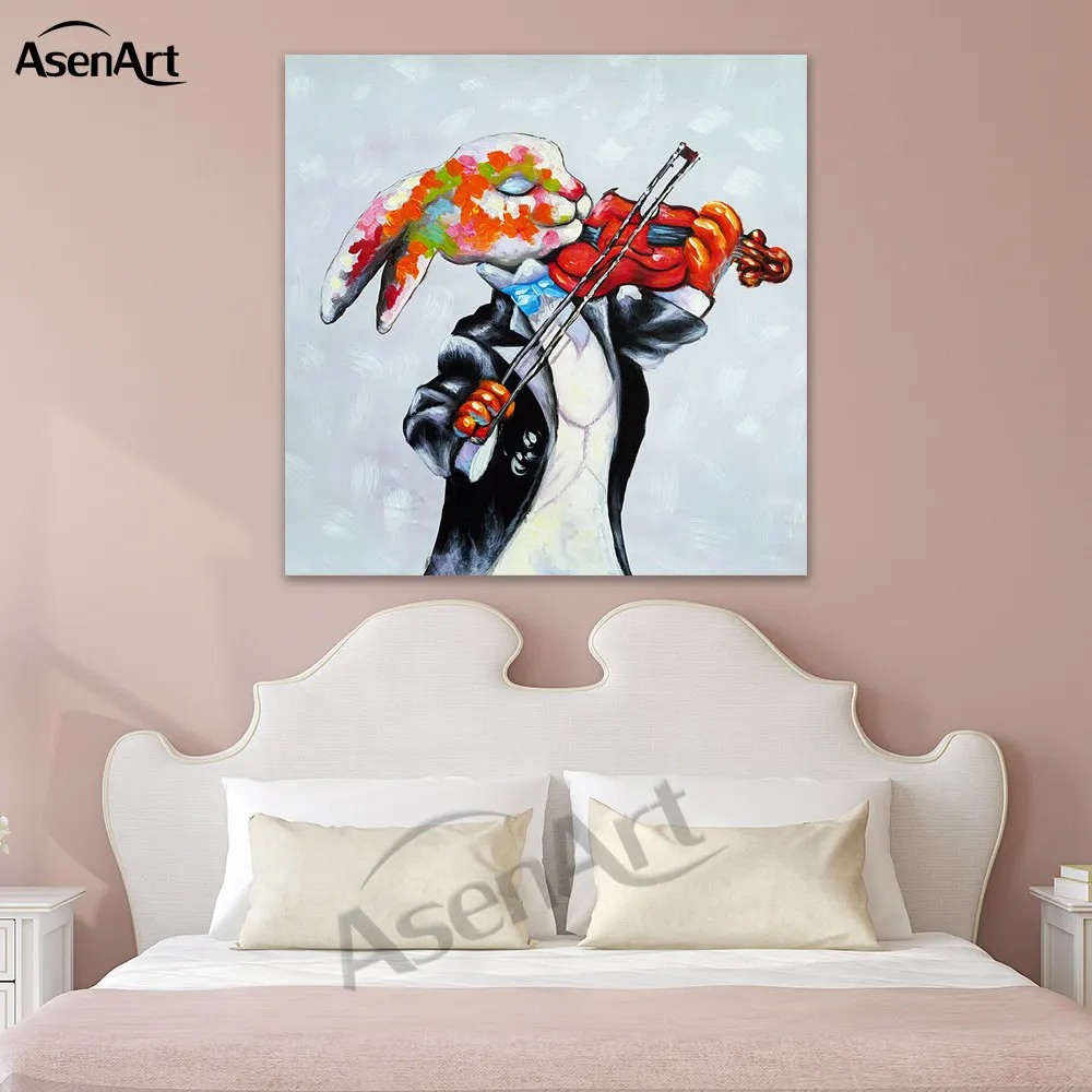 Художественное оформление Crazy Rabbit картина маслом Современная животная