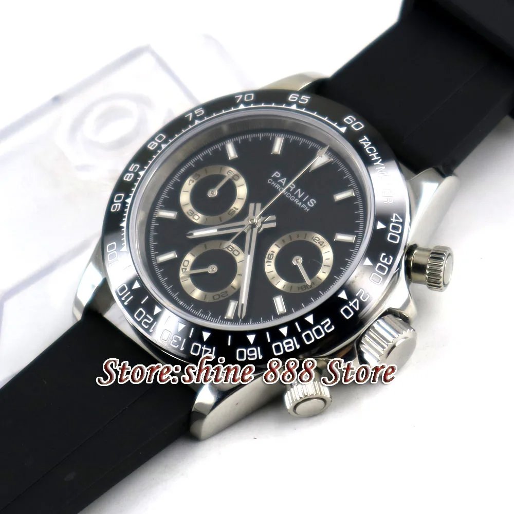 Мужские кварцевые часы с черным циферблатом 39 мм