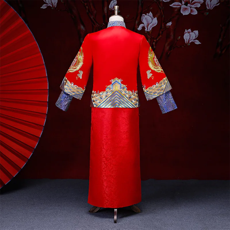 Красный Жених винтажный свободный Cheongsam традиционное китайское свадебное платье