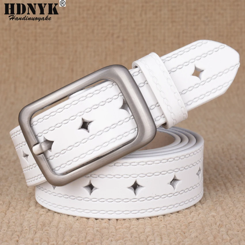 

Wholesale and Retail Genuine Leather Women Belt Fashion Vintage Metal Embossing Leather Belts for Women Strap Female Pin Buckle