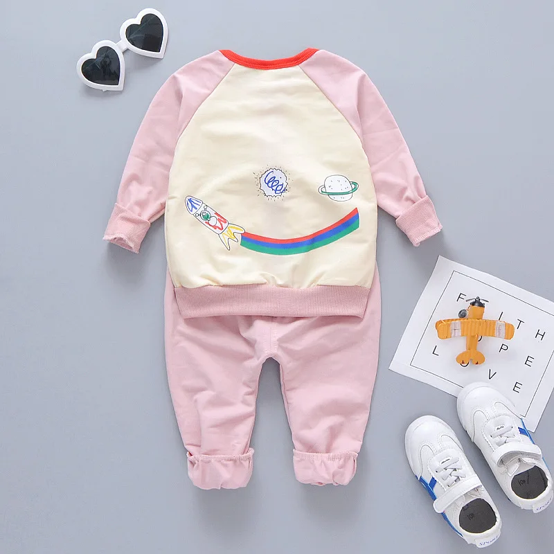 Jargazol Toddler Girls Clothes 2019 Spring Fall Boys Clothing Set Cartoon Rocket Rainbow Printed Kids Outfits Children Costume | Детская