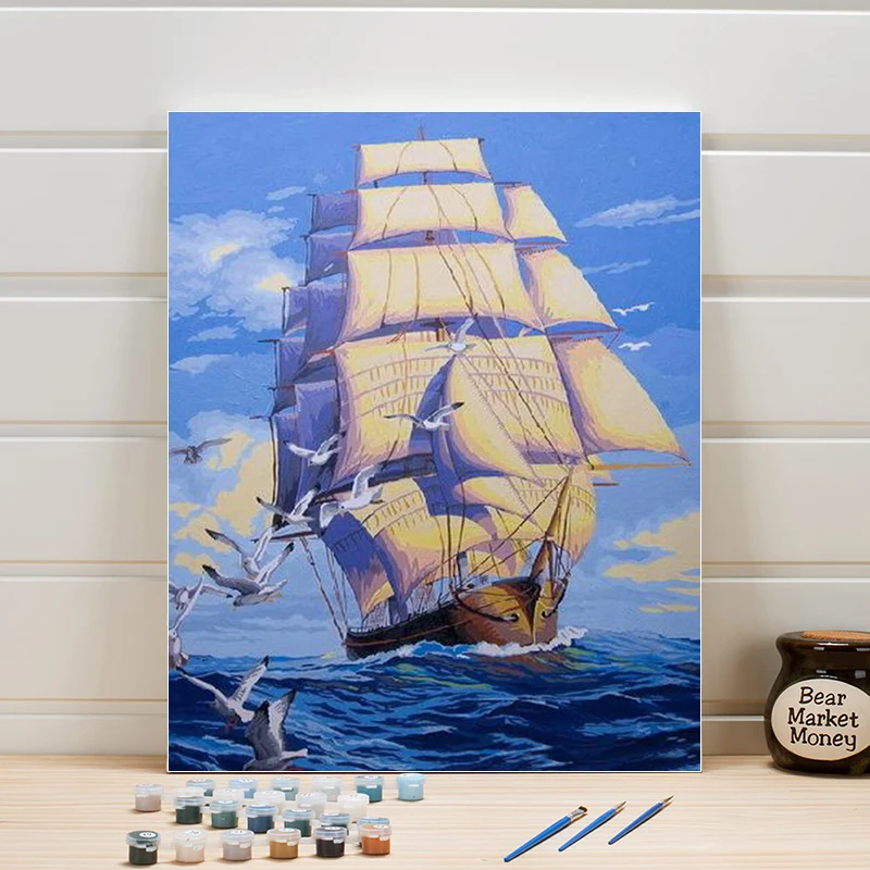 DIY Краска по номерам 40x50 см морской пейзаж окраска масляная краска ing на