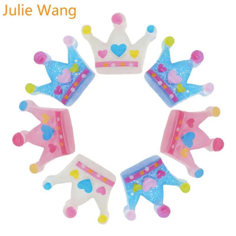 Julie Wang 12 шт. подвески из смолы Королевская Принцесса Корона слайм с плоской