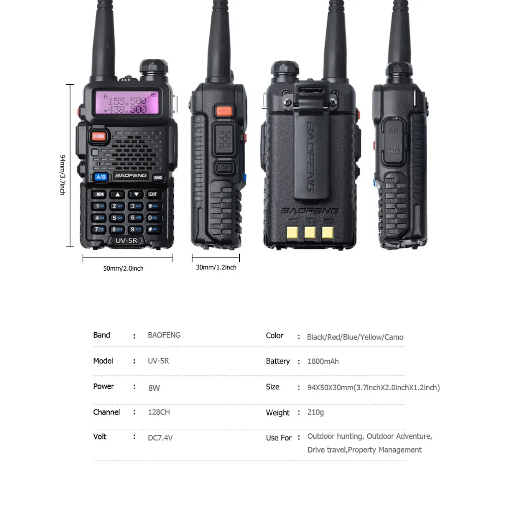 Baofeng UV 5R 8 Вт Двухдиапазонная рация UHF VHF UV5R CB Radio128CH VOX Ham радиоприемопередатчик для