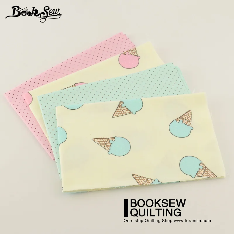 Booksew новая 100% хлопчатобумажная саржевая ткань дизайн мороженого и горошек 4 шт. 45