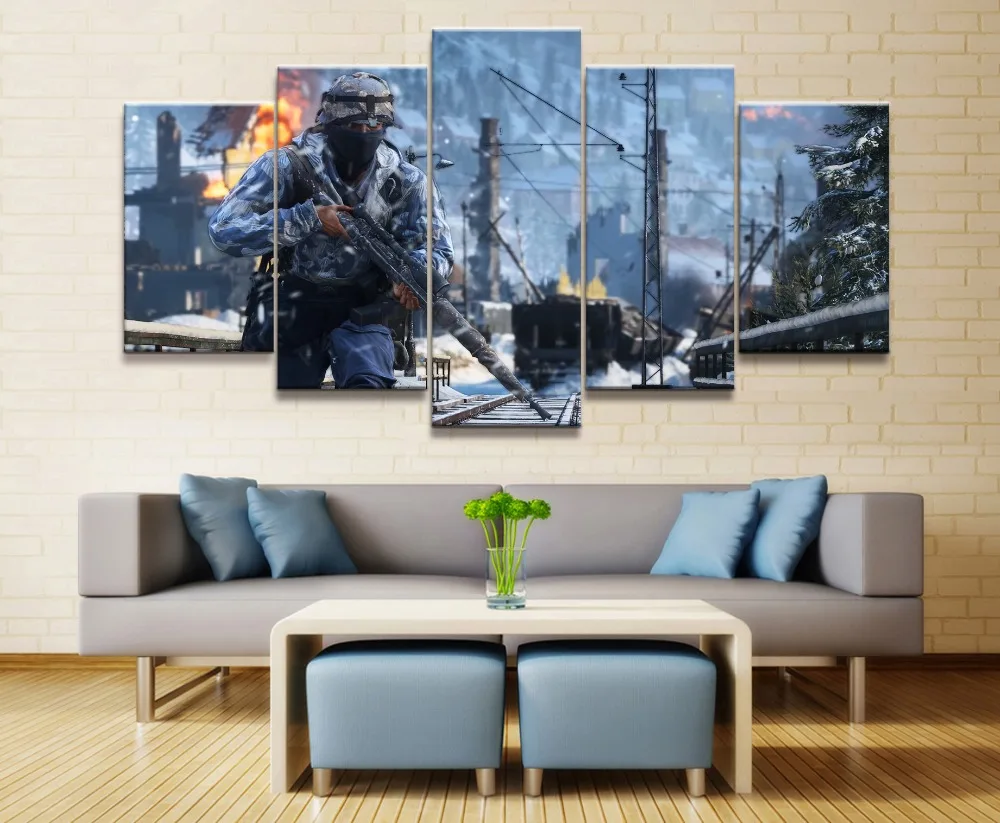 HD Printed Battlefield 5 Game Scenario Painting Piece Canvas Art Print Room Decor Poster Picture Free Shipping | Дом и сад