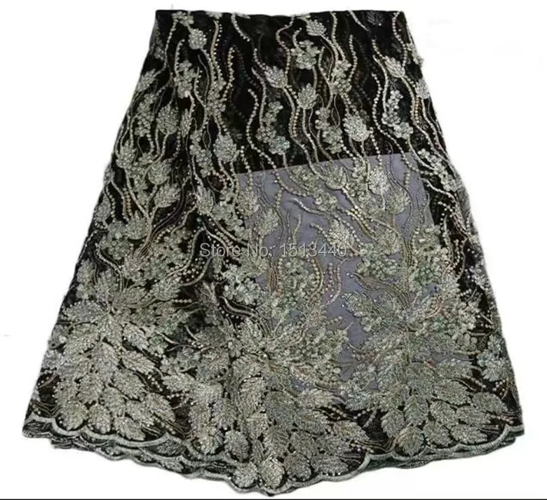 (5 yards/lot) N8FA25 High quality African net lace fabric with stones pretty guipure French beads tulle | Дом и сад