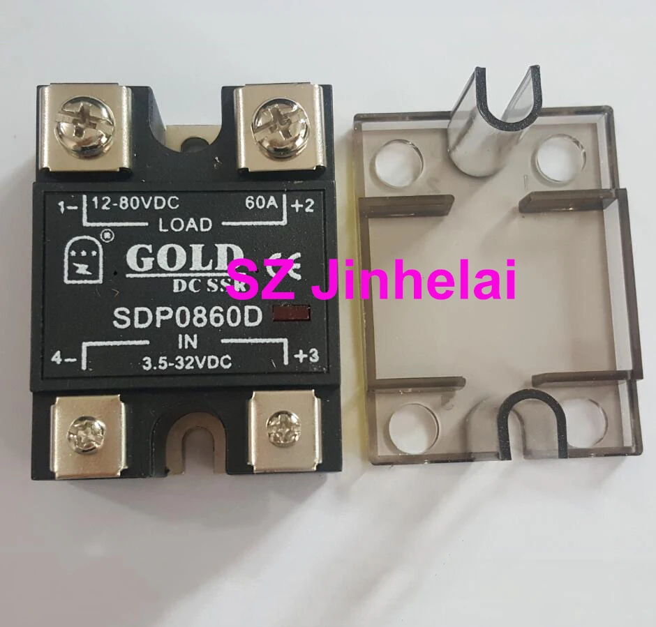 

Оригинальное Однофазное твердотельное реле постоянного тока GOLD SDP0860D, 12-80 В постоянного тока, 60 А, 3,5-32 В постоянного тока
