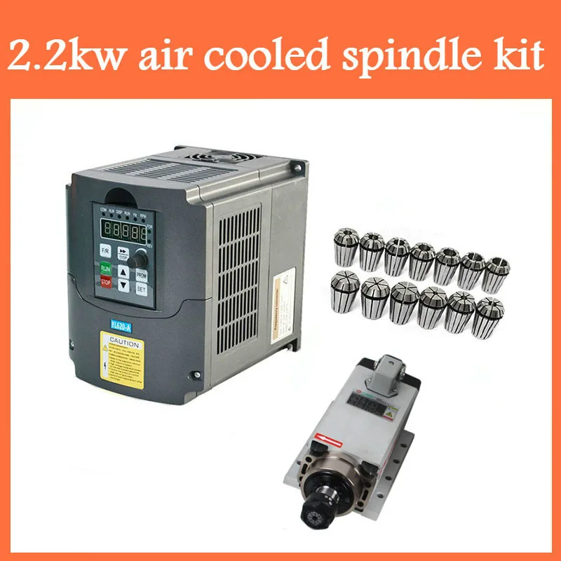 Квадратный мотор шпинделя 2.2KW CNC с воздушным охлаждением комплект 220V Инвертор VFD