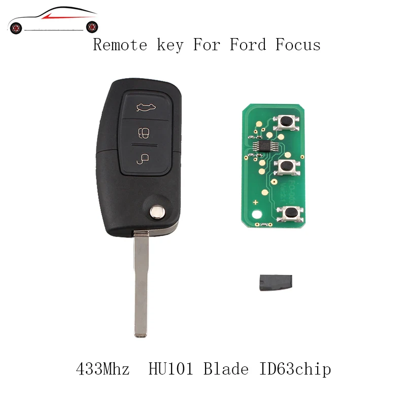 Горбин 3 кнопки 433 Мгц дистанционный ключ DIY для Ford Fusion Focus Mondeo Fiesta Galaxy HU101 Blade & ID63 40/80