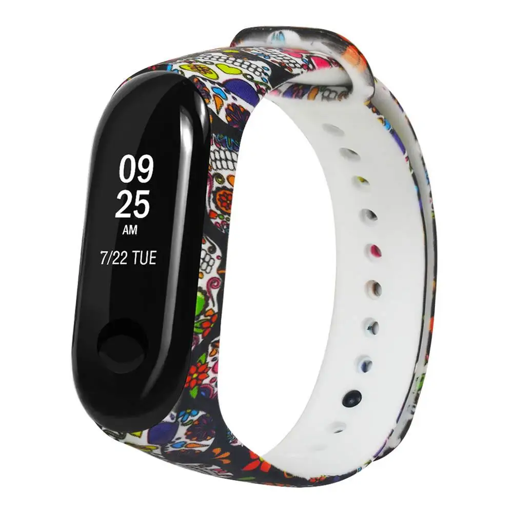 Силиконовый ремешок для mi band 4 с разнообразным цветочным принтом, ремешок для mi band 3, модный спортивный ремешок для xiaomi mi 4 3