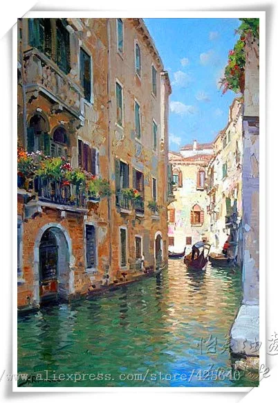 

Venice oil painting italian landscape oil painting on canvas hight Quality oil painting Venice CANAL Gondola 1