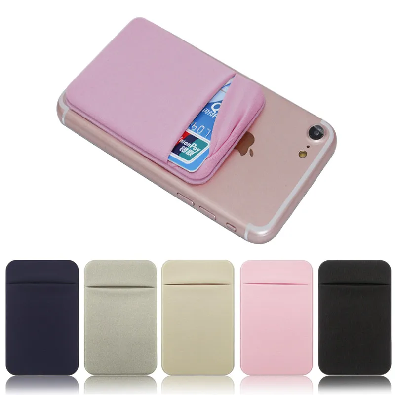 

Elastic Stretch Lycra Adhesive Mobile Phone Wallet Case Credit ID Card Holder Pocket Stick On 3M Adhesive Pocket Purse Pouch