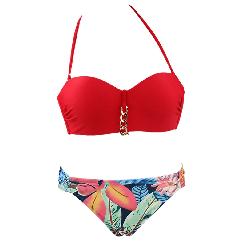Сексуальный купальник бикини женский пуш-ап на косточках с цепочкой распродажа |