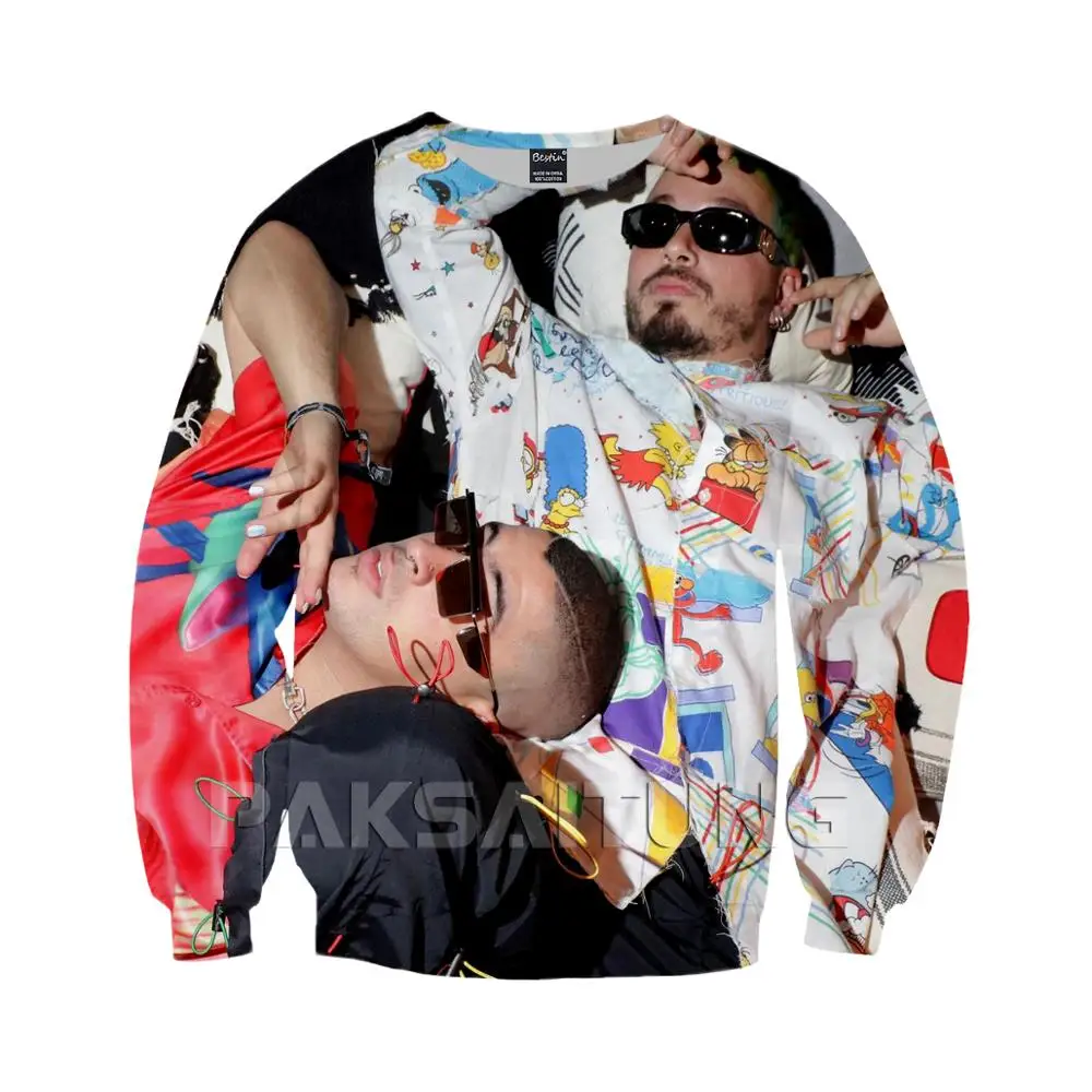 PAKSAITUNG/новая футболка с 3D принтом J balwin Bad Bunny LA CANCION/толстовка/толстовки на молнии