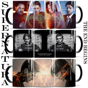 Супернатуральная волшебная кружка Sam,Dean, Кастиэль, керамическая чайная чашка с изменением цвета горячего тепла, лучший подарок для вашего друга