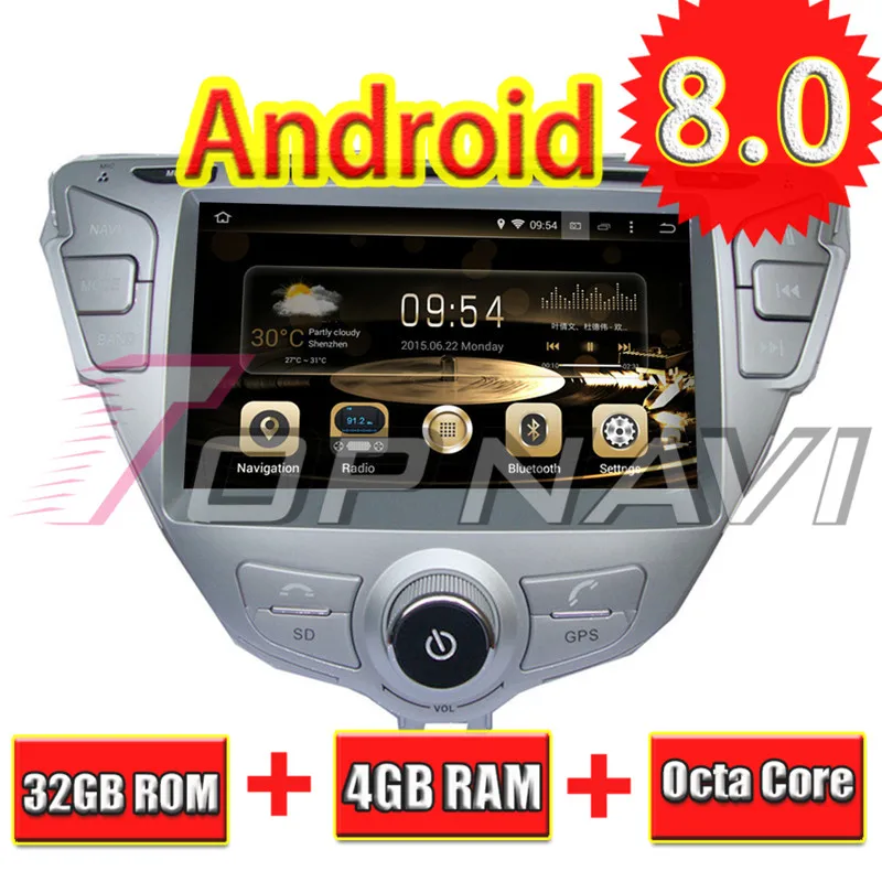 Topnavi 7 ''Восьмиядерный Android 8 0 Автомобильный GPS навигатор для HYUNDAI ELANTRA / MD 2011