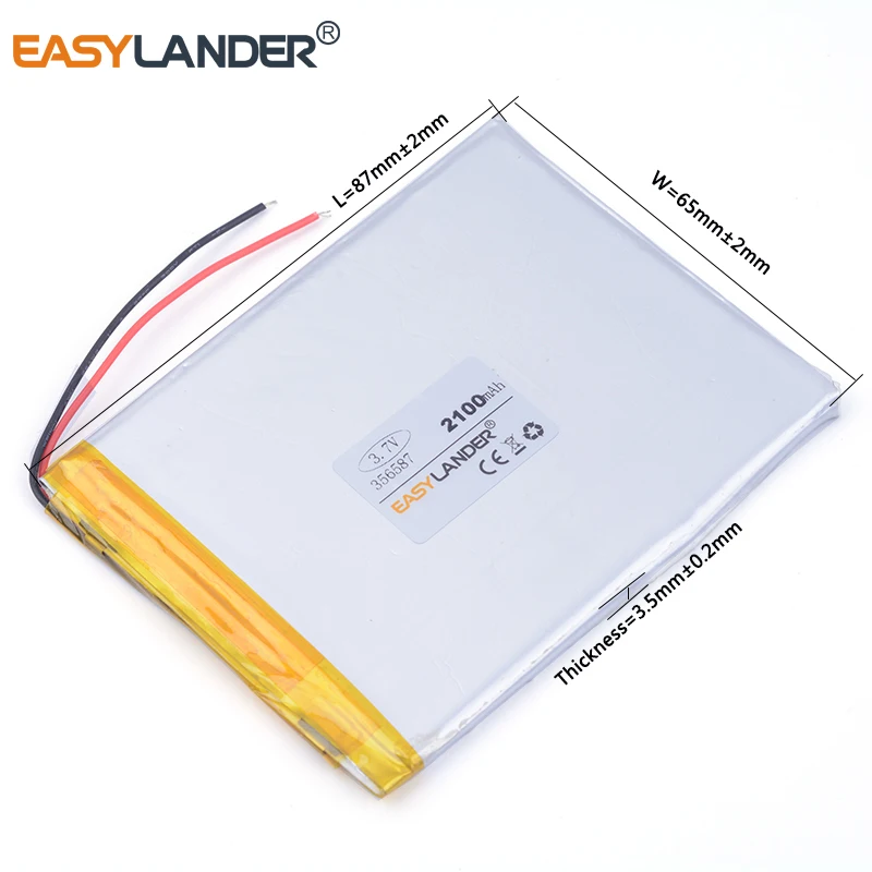 Литий ионная аккумуляторная батарея 356587 2100 мАч для Mp3 GPS PSP phone PAD MID DVD Power