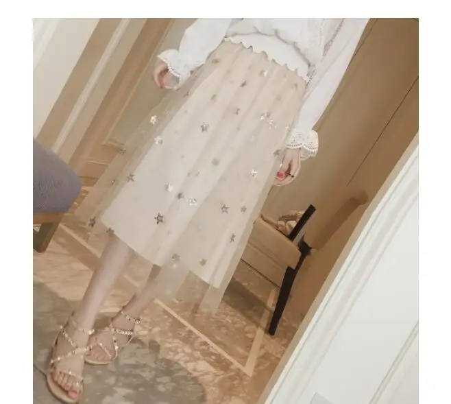 Весна-Осень 2020 Женская юбка повседневная универсальная длинная газовая Юбка со