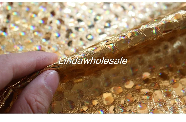 

High-grade fabric tpu gold color laser waterproof leather fabric,autumn and winter cloth,sewing fabric,140cm*45cm(half yard)/pcs