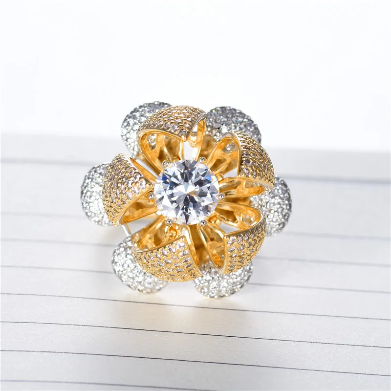 Женское кольцо с цветком MOLIAM регулируемое кубическим цирконием MLR672 2019 - купить по