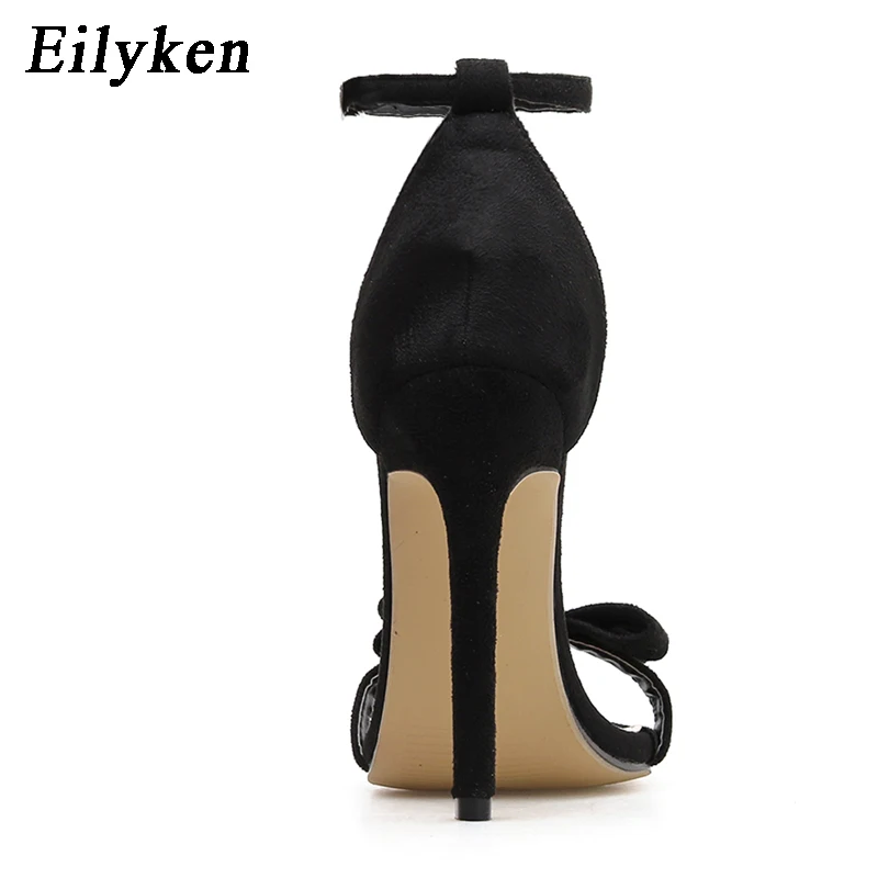 Eilyken/женские босоножки с бантиком-бабочкой пикантные женские туфли-лодочки с открытым носком на тонком каблуке с ремешком и пряжкой свадебные босоножки женская обувь 11 см