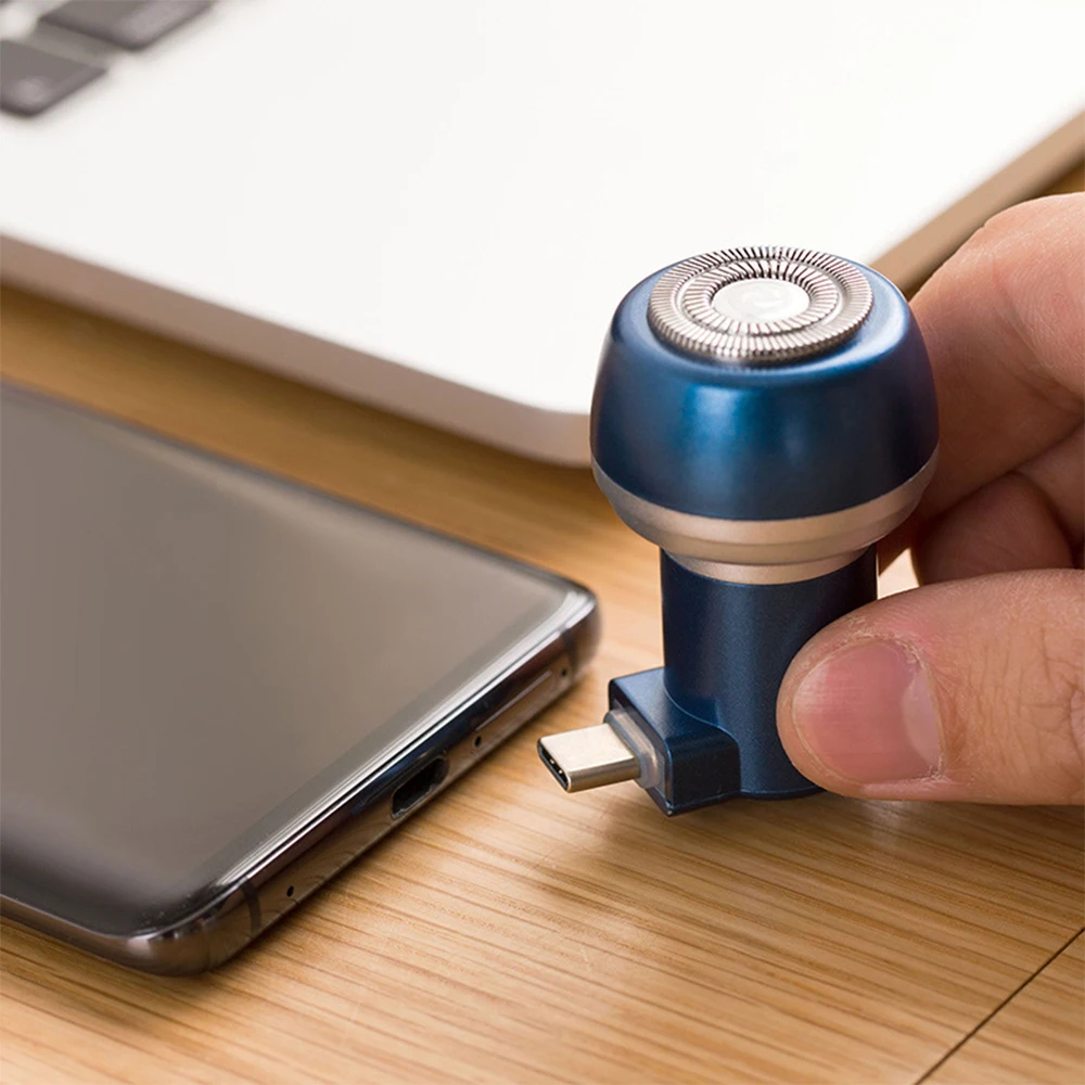 Портативная мини бритва USB для смартфона, для путешествий на открытом воздухе, бритва Micro-USB/type C/светильник, интерфейс электробритва