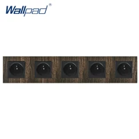 5 way french power socket wallpad metal frame wood french socket ac wall power outlet 43086mm home improvement