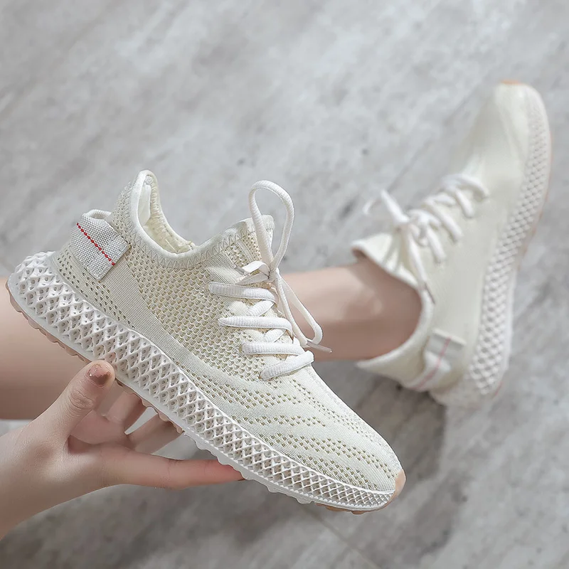 Beige Новинка года; модные желтые, белые, Красные кроссовки; женская обувь; сезон лето-осень; сетчатые кроссовки на платформе; спортивная обувь для тенниса; sapatos feminino - Цвет: Beige