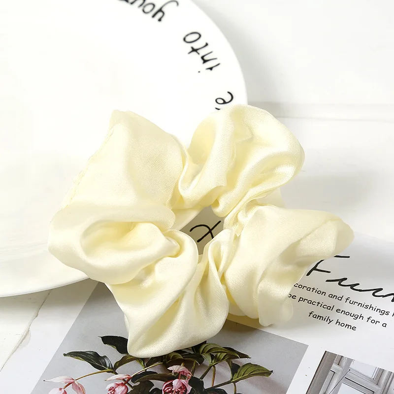 beige scrunchie Модные женские резинки для волос, эластичные веревки для волос, чистый цвет, спортивный танцевальный женский хвостик, резинка для волос для девочек, эластичные резинки для волос - Цвет: beige scrunchie