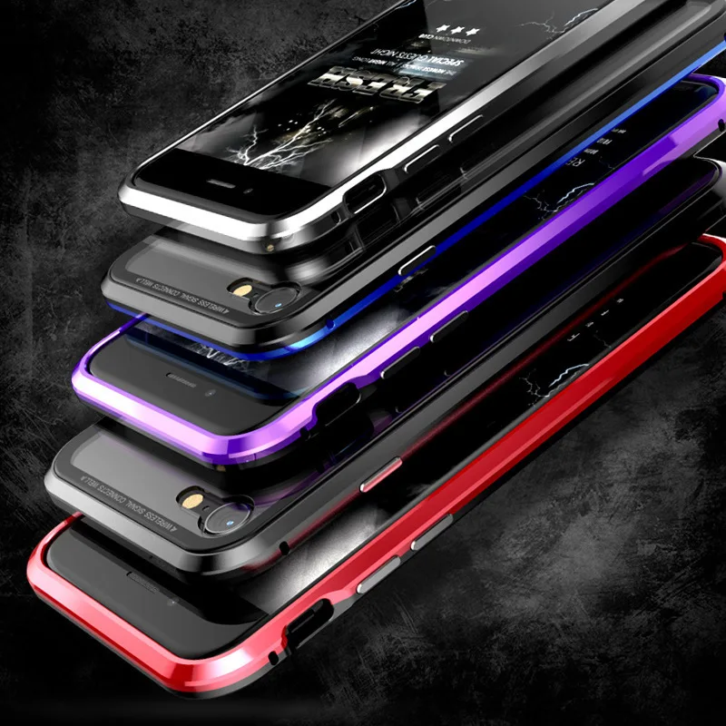 For Samsung Galaxy S9 Plus Magnetic Glass Case Metal Aluminum Frame + Back Cover 9H Hardness Tempered Phone Cases 2018 |