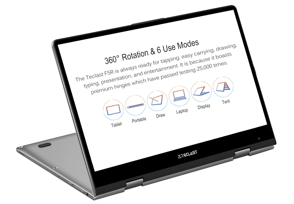 Ноутбук Teclast F5R 11,6 ''Windows 10 Intel APLLO LAKE N3450 четырехъядерный 8 ГБ+ 256 ГБ ноутбук с поворотом на 360 градусов с сенсорным экраном HDMI