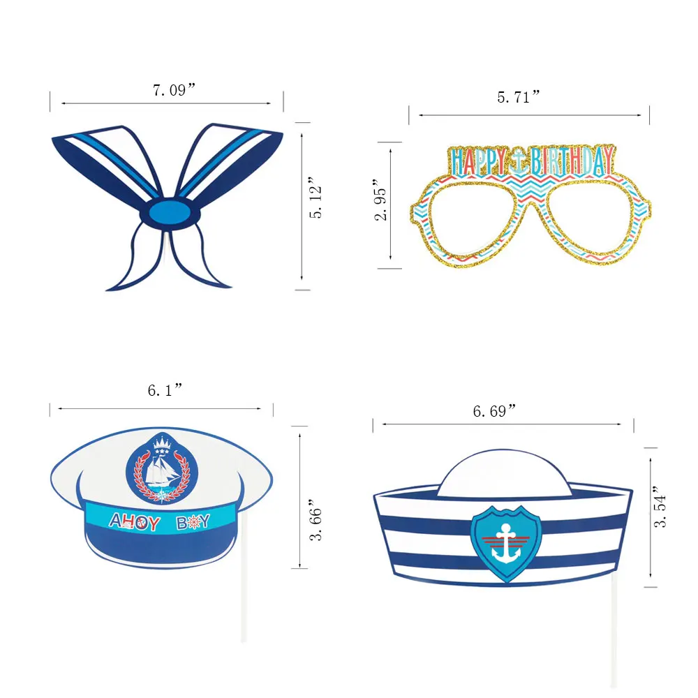 Nautical Navy Anchor Sailor Papercard Photo Booth Props Kit on A Stick for Baby Shoot 21PCS/set | Дом и сад