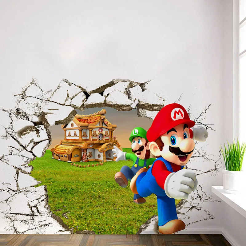 3d игровой плакат 70*50 см супер забавные наклейки Братья Марио на стену креативные