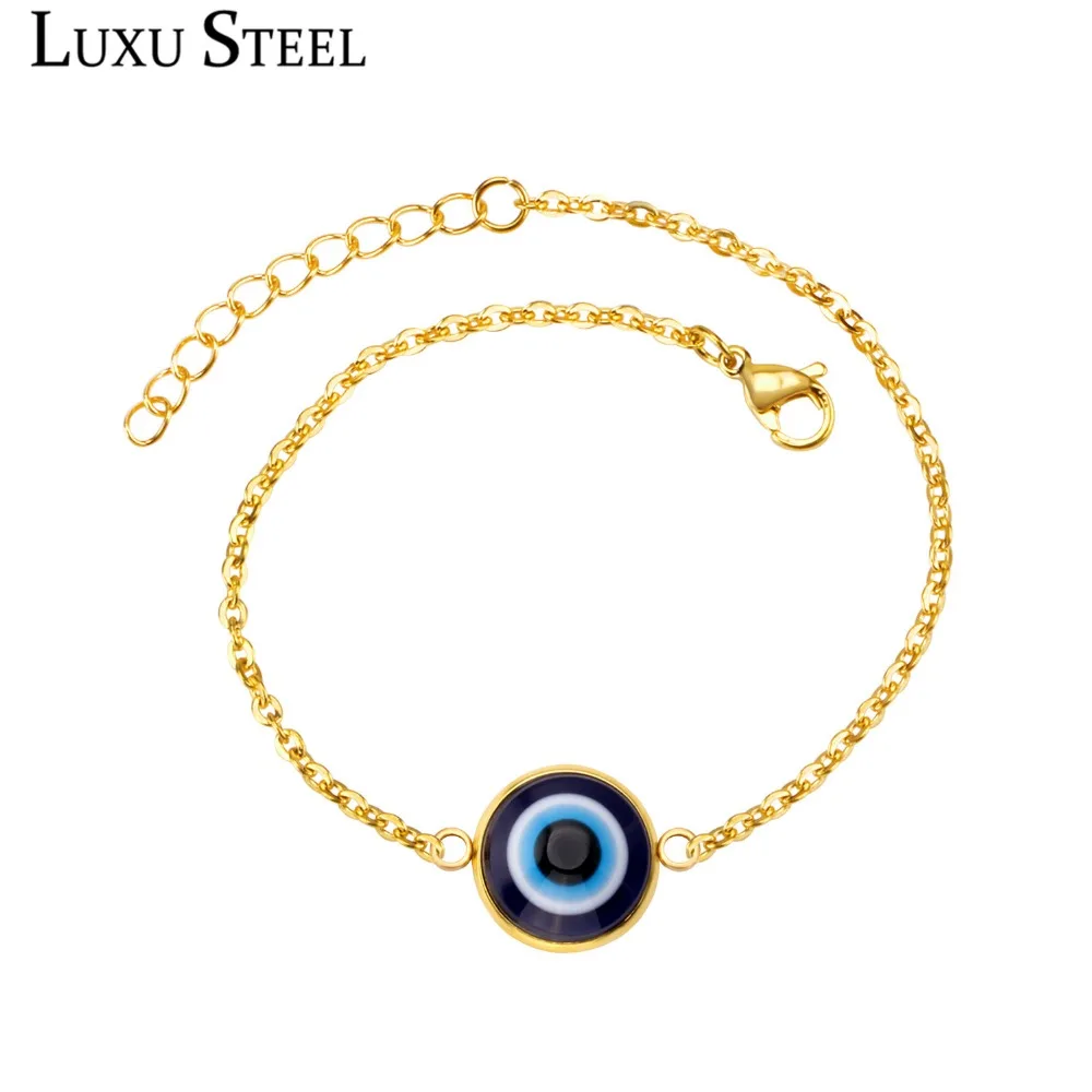Браслет LUXUSTEEL браслет из нержавеющей стали с синим глазом цепочка ювелирные