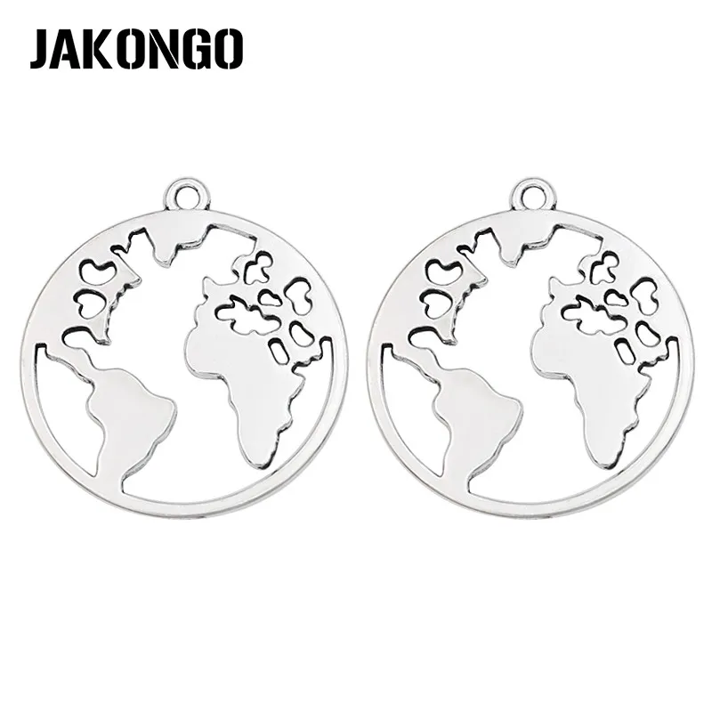 JAKONGO 5 шт. античные посеребренные Подвески с картой мира для изготовления