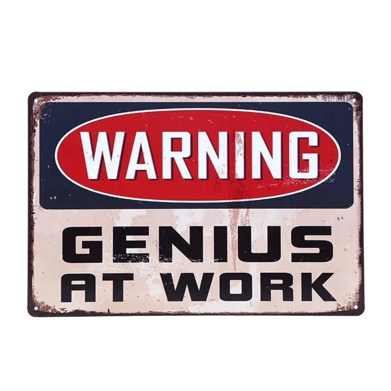 Предупреждение GENIUS на работе в винтажном стиле жестяная вывеска бар украшение