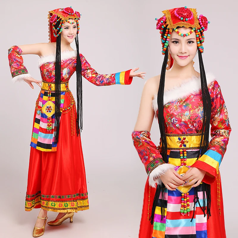 Chinese traditional national dress Mongolian Dance performance Clothing female costume dance costumes | Тематическая одежда и