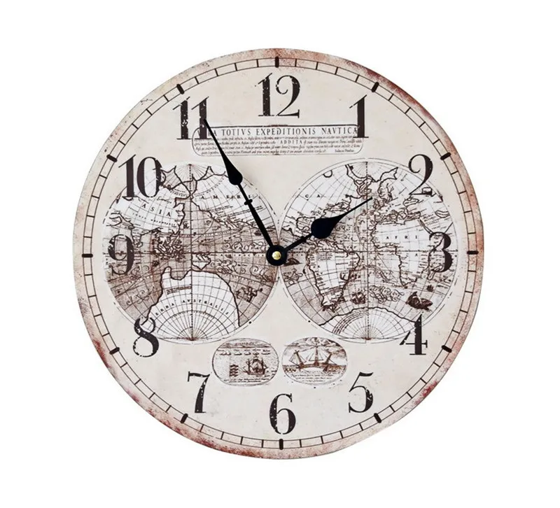 Европейская мода настенные Висячие часы глобус Карта ностальгия твердой