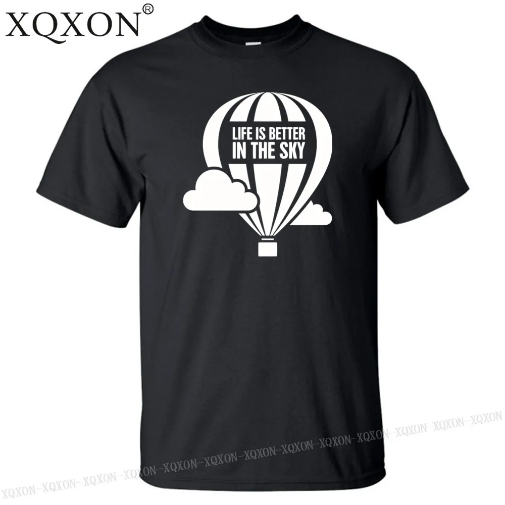 

New-In The Sky life is better ,Hot Air Balloon Graphic T-Shirt Casual man t shirt summer new style men t shirt tee tops K133